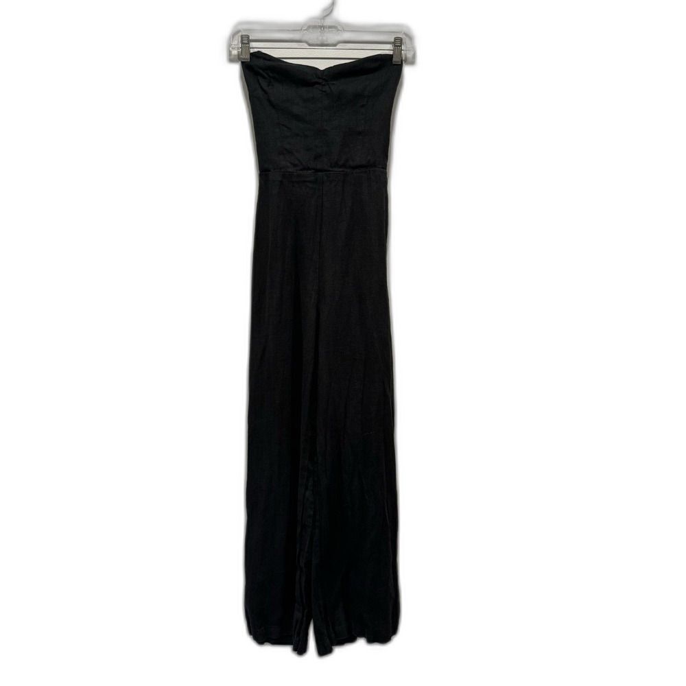 Reformation Jager Jumpsuit 100% Linen Pant FLAWED Black Tie Up Back Womens sz 6